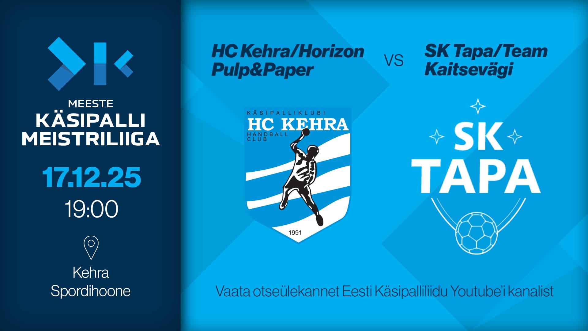 Vaata otse 2026 Eesti meistrivõistluste meeste meistriliiga kohtumist