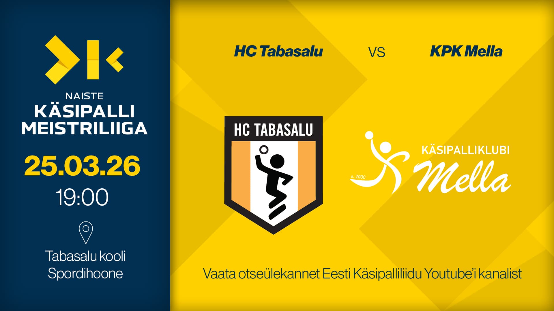 Vaata otse 2026 Eesti meistrivõistluste käsipalli naiste meistriliiga kohtumist