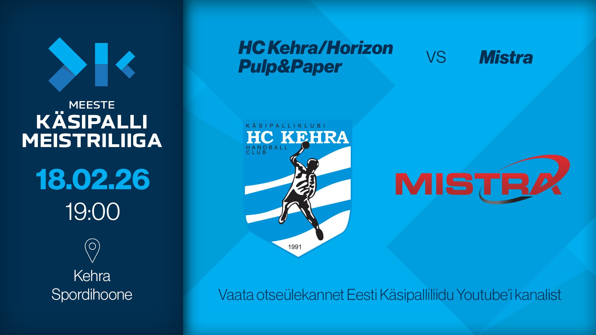 Vaata otse 2026 Eesti meistrivõistluste meeste meistriliiga kohtumist
