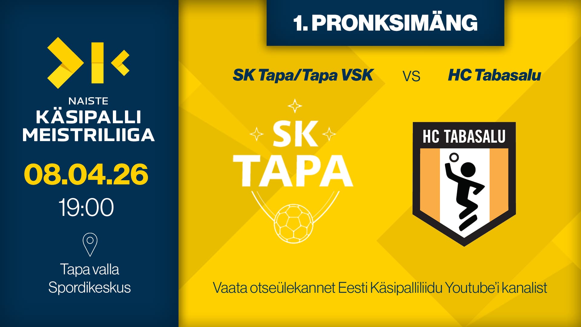 Vaata otse 2026 Eesti meistrivõistluste käsipalli naiste meistriliiga pronksiseeria kohtumist