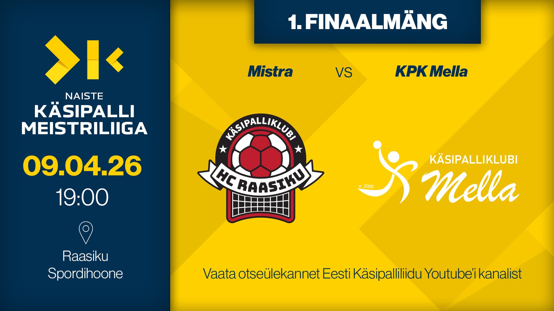 Vaata otse 2026 Eesti meistrivõistluste käsipalli naiste meistriliiga finaalseeria kohtumist