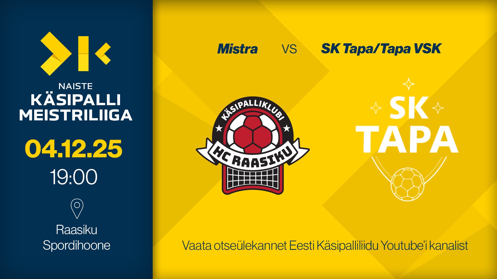 Vaata 2026 Eesti meistrivõistluste käsipalli naiste meistriliiga kohtumist